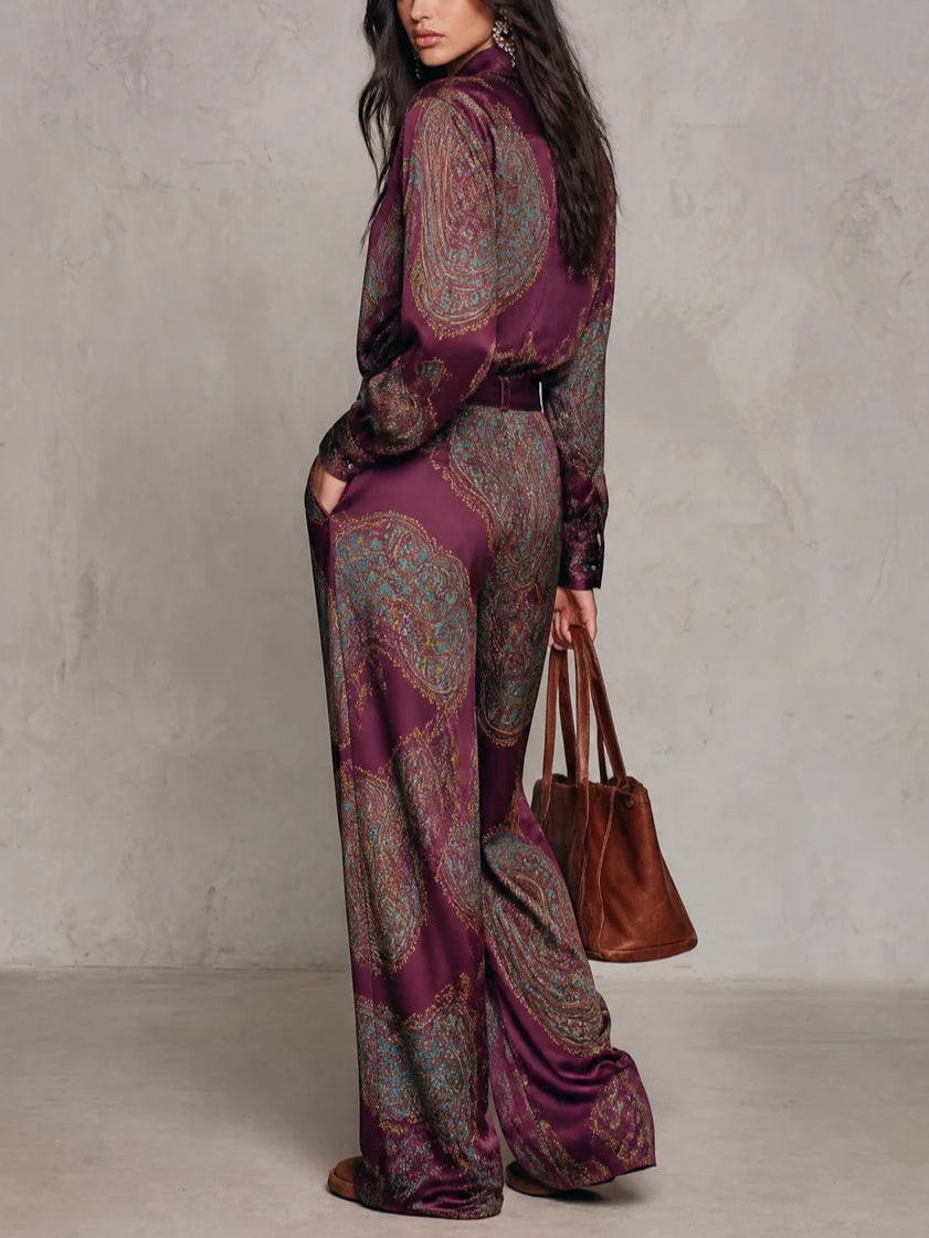 VELLARI - Completo con Camicia Paisley e Pantaloni a Gamba Larga