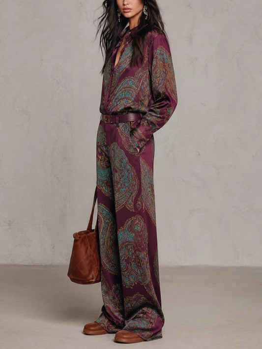 VELLARI - Completo con Camicia Paisley e Pantaloni a Gamba Larga