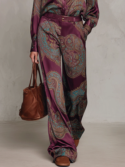 VELLARI - Completo con Camicia Paisley e Pantaloni a Gamba Larga