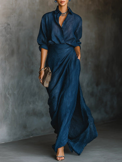 VELLARI - Completo Elegante di Camicia e Gonna Lunga