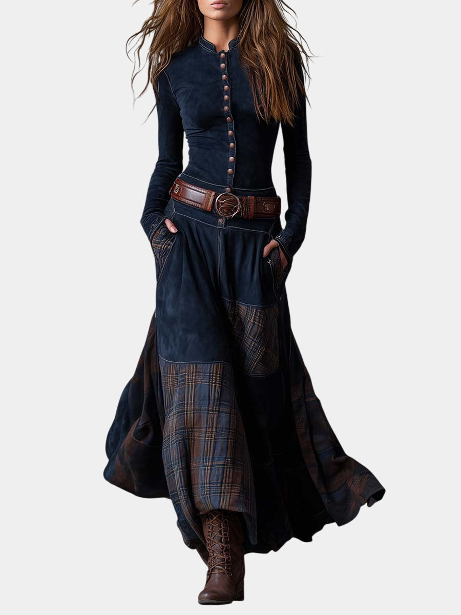 VELLARI | Abito con cintura e bottoni metallici
