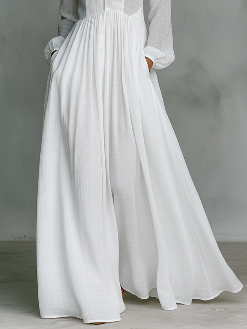 VELLARI | Abito Maxi Fluido con Bottoni Eleganti