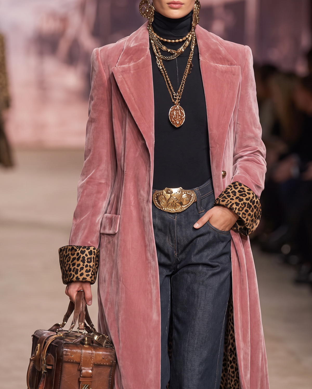 VELLARI | Cappotto Lungo Fodera Leopardata