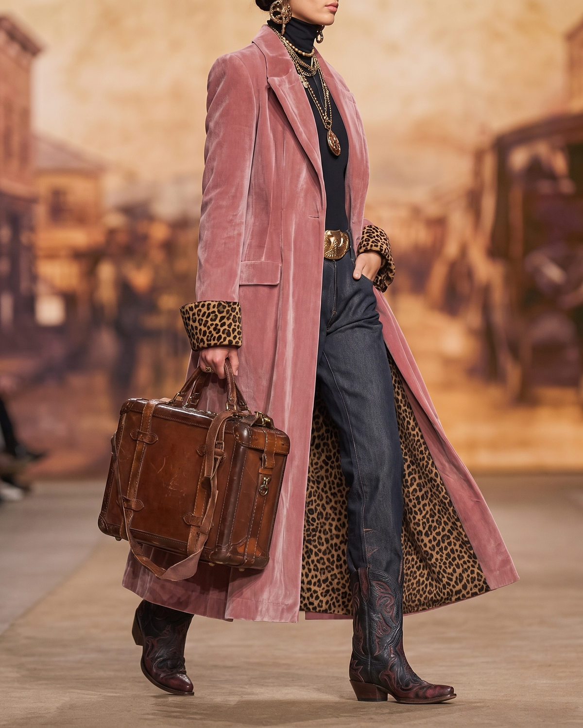 VELLARI | Cappotto Lungo Fodera Leopardata