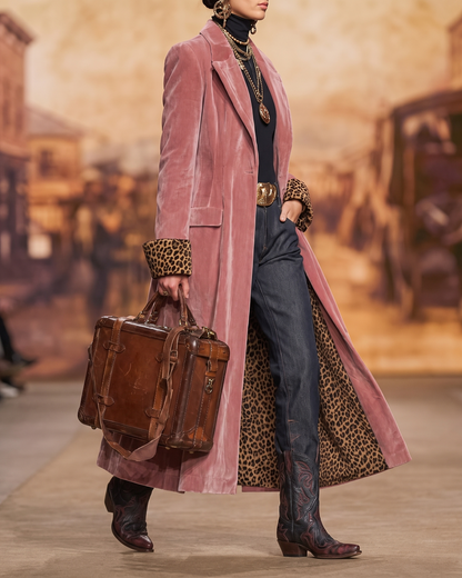 VELLARI | Cappotto Lungo Fodera Leopardata