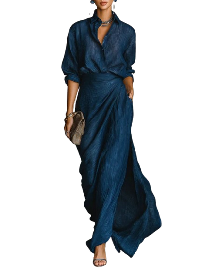 VELLARI - Completo Elegante di Camicia e Gonna Lunga