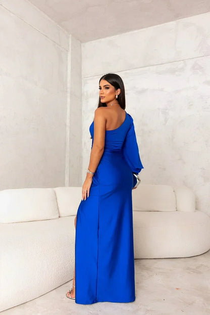 VELLARI | Abito Asimmetrico in Satin Lucido