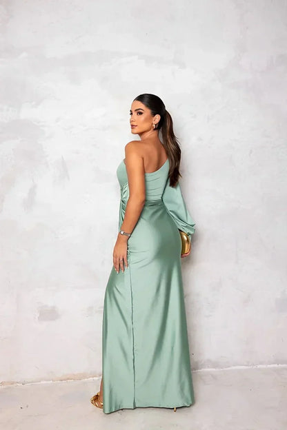 VELLARI | Abito Asimmetrico in Satin Lucido