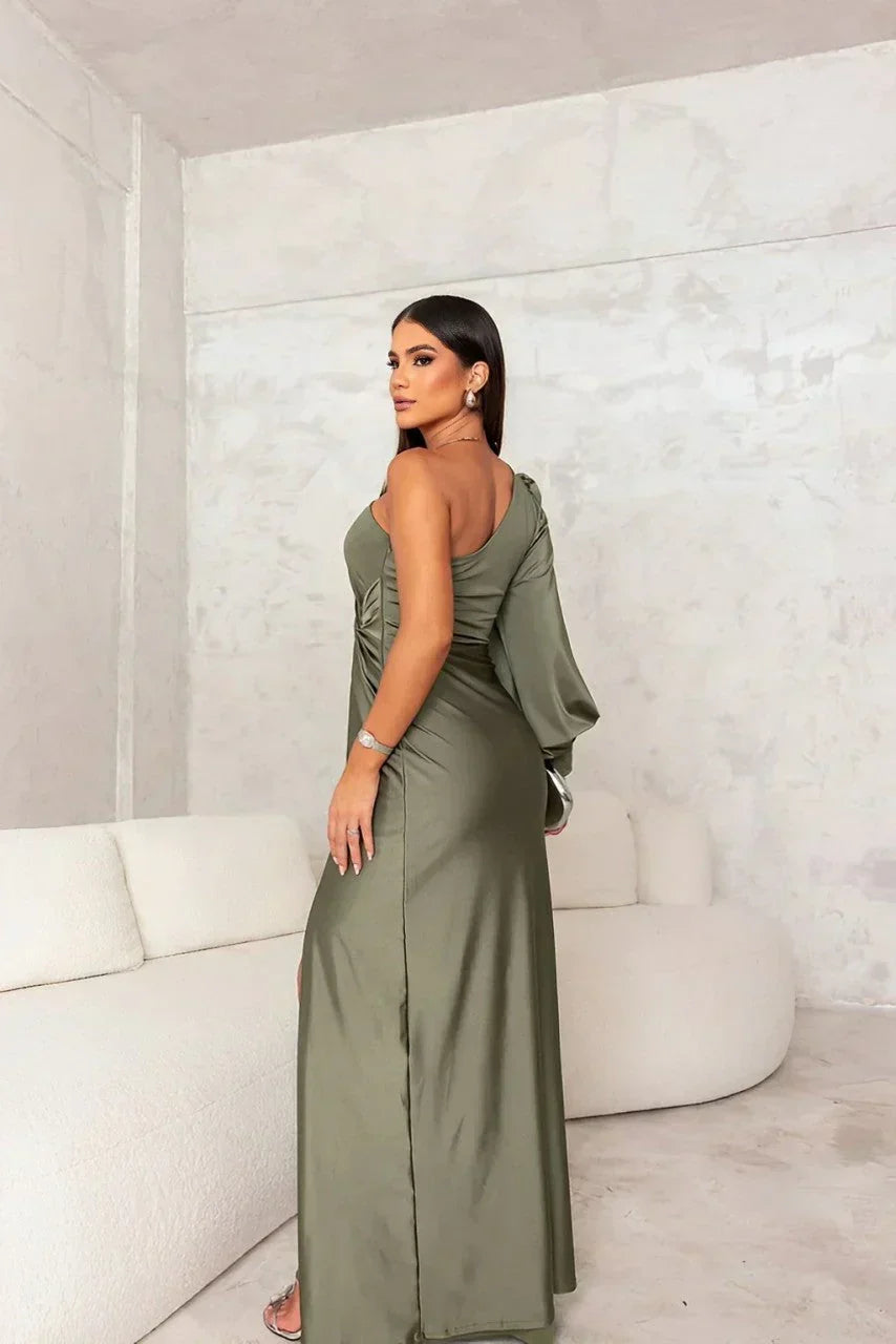 VELLARI | Abito Asimmetrico in Satin Lucido